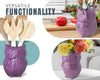 Owl Utensil Holder Decorative Ceramic Cookware Crock & Organizer, in Lovely Purple Color - Utensil Caddy and Perfect Kitchen Ceramic Decor Gift - 5” x 7” x 4” Compact & Cute – detail close-up – Comfify