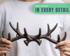 Vintage Cast Iron Deer Antlers Wall Mounted Hooks | Antique Finish Metal Clothes Hanger Rack w/Hooks for Coats, Jackets, Purses and More | Includes Screws and Anchors | Rust Brown – side angle – Comfify