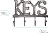 Key Holder for Wall - Decorative Farmhouse Rustic Wall Mount Key Organizer with 4 Hooks - Vintage Cast Iron Key Rack with Screws and Anchors – 6x8 - Gray – front view – Comfify