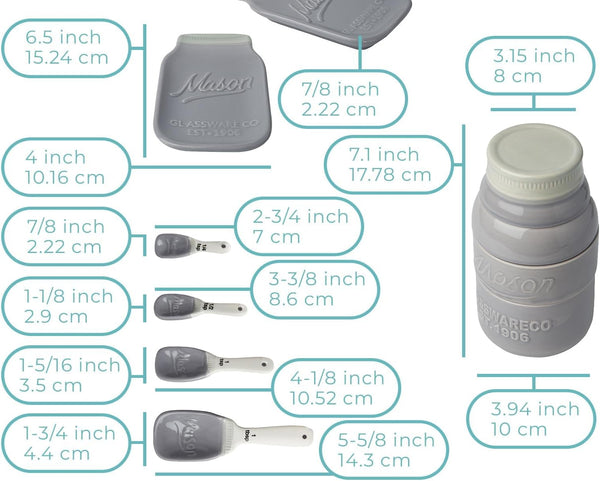 Mason Jar Kitchenware – 4 Measuring Cups, 4 Spoons, Spoon Rest – packaging view – Comfify