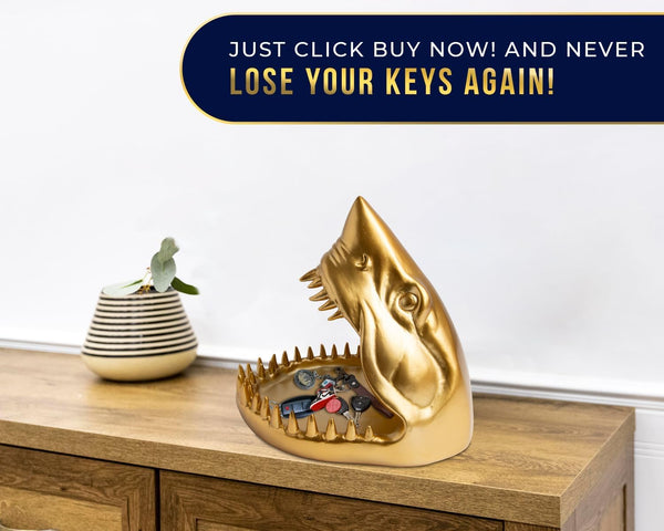 Shark Resin Figurine – Stylish Shark Sculpture with Open Bowl Design for Snacks, Keys, or Trinkets – lifestyle in entryway – Comfify