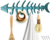 Decorative Cast Iron Hanger w/ 4 “Fish Bones” Hooks