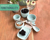 Mason Jar Kitchenware Set – Aqua Blue Ceramic Decor with 4 Measuring Cups, 4 Measuring Spoons, and Spoon Rest – packaging view – Comfify