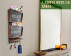 Rustic 2-Slot Mail Sorter Organizer for Wall with Chalkboard Surface & 3 Double Key Hooks