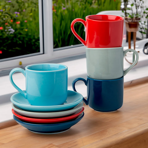 4oz. Espresso Cups Set of 4 With Matching Saucers