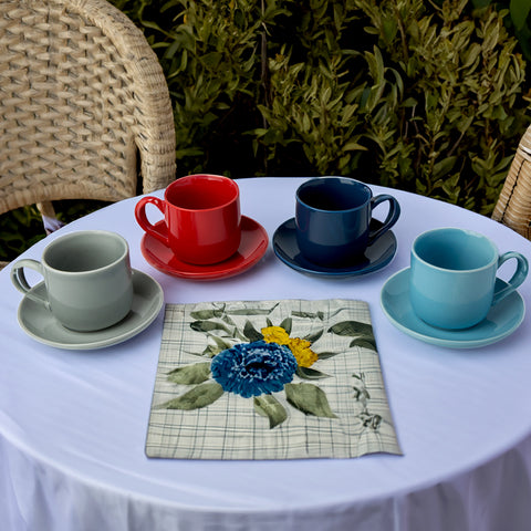 4oz. Espresso Cups Set of 4 With Matching Saucers