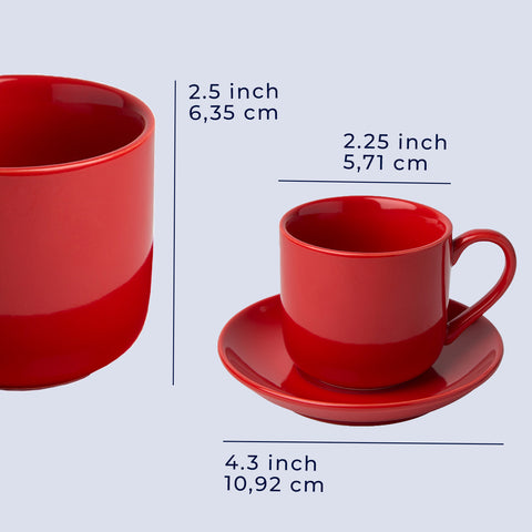 4oz. Espresso Cups Set of 4 With Matching Saucers