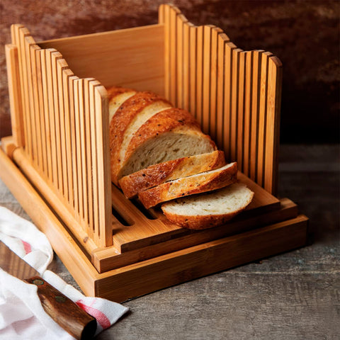Bamboo Bread Slicer for Homemade Bread Loaf w/ Bread Cutting Board