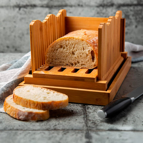 Bamboo Bread Slicer for Homemade Bread Loaf w/ Bread Cutting Board
