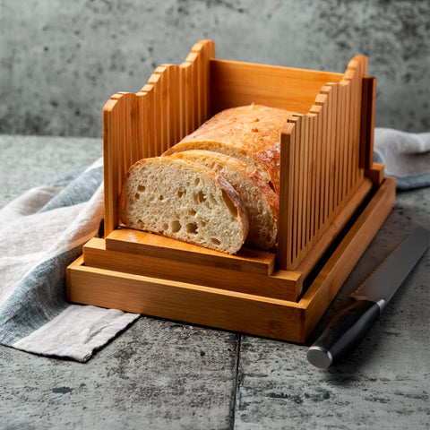 Bamboo Bread Slicer for Homemade Bread Loaf w/ Bread Cutting Board