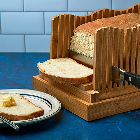 Bamboo Bread Slicer for Homemade Bread Loaf w/ Bread Cutting Board