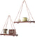 Rustic Set of 2 Wooden Floating Shelves with String