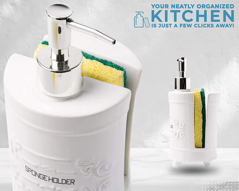 Shabby Chic, French Design Kitchen Soap Dispenser & Sponge Holder