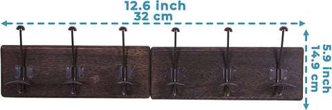 Rustic Wall Mounted Coat Rack with 3 Sturdy Hooks – Set of 2