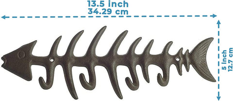 Decorative Cast Iron Hanger w/ 4 “Fish Bones” Hooks