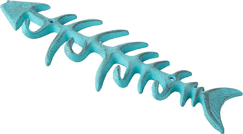 Decorative Cast Iron Hanger w/ 4 “Fish Bones” Hooks