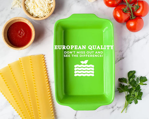Modern Ceramic Bakeware Dish 9x13” – Quality Stoneware Made in Europe - Green