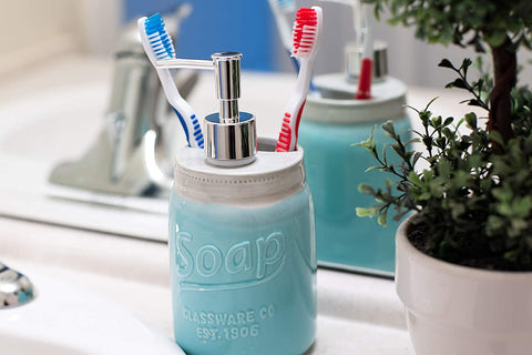 Mason Jar Design Soap Dispenser & Toothbrush Holder