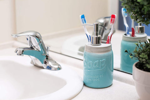 Mason Jar Design Soap Dispenser & Toothbrush Holder