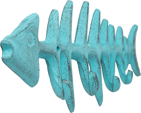 Decorative Cast Iron Hanger w/ 4 “Fish Bones” Hooks