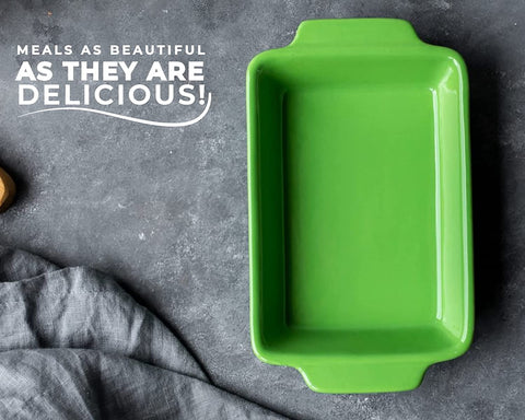 Modern Ceramic Bakeware Dish 9x13” – Quality Stoneware Made in Europe - Green