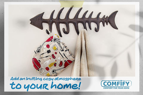 Decorative Cast Iron Hanger w/ 4 “Fish Bones” Hooks