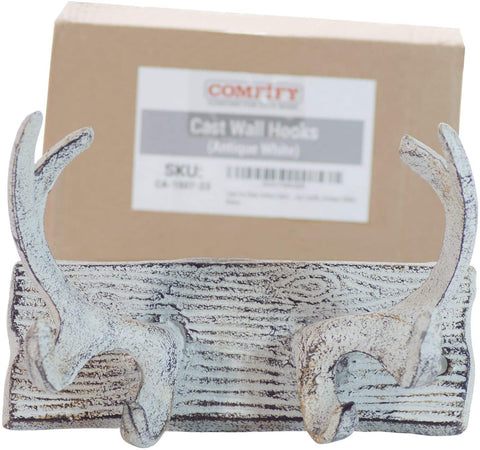 Vintage Cast Iron Deer Antlers Wall Hooks by Comfify