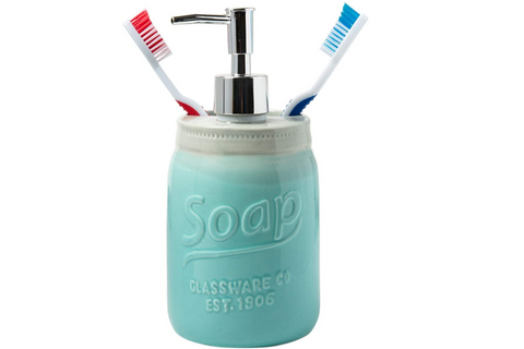 Mason Jar Design Soap Dispenser & Toothbrush Holder