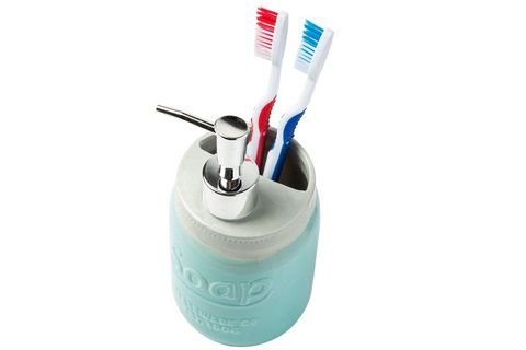 Mason Jar Design Soap Dispenser & Toothbrush Holder