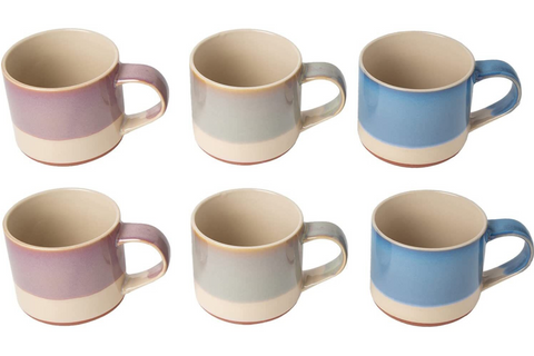Ceramic Rustic Mugs - Set of 6- 12 oz