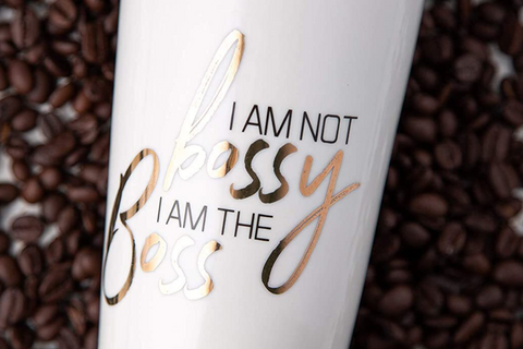 I am not bossy, I am the Boss Ceramic Coffee Travel Mug for Women 12 oz.