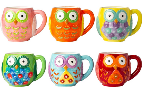 Novelty Owl Mugs – Set of 6