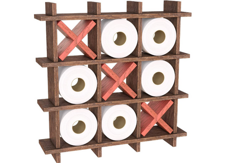 Unique Rustic Tic-Tac-Toe Toilet Paper Holder for Bathroom - Country Modern Toilet Paper Storage