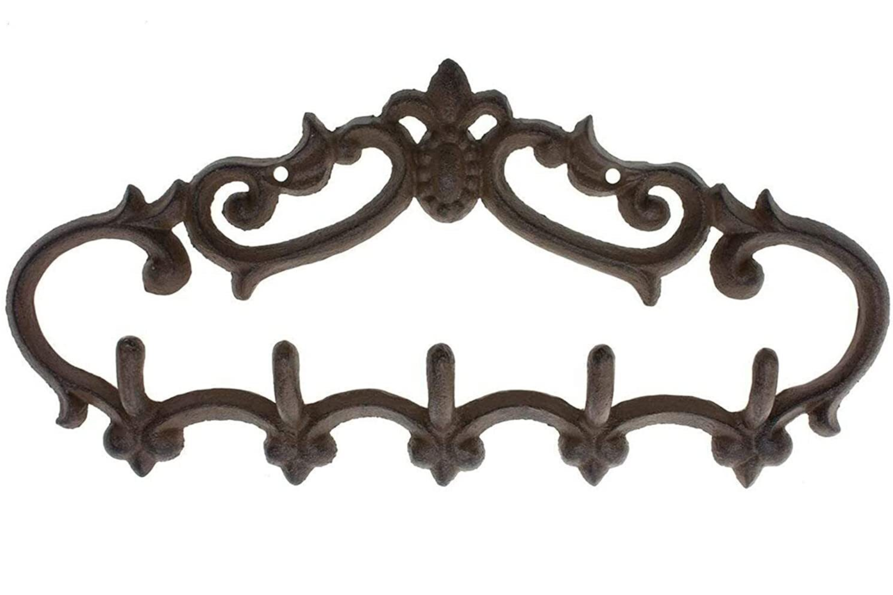 Comfify Cast Iron Wall Hanger – Vintage Design with 5 Hooks - Keys, Towels, Etc - Wall Mounted, Metal, Heavy Duty, Rustic, Vintage, Decorative
