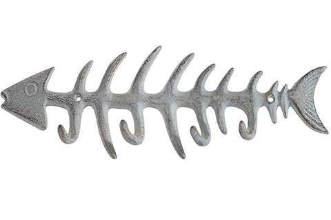 Decorative Cast Iron Hanger w/ 4 “Fish Bones” Hooks