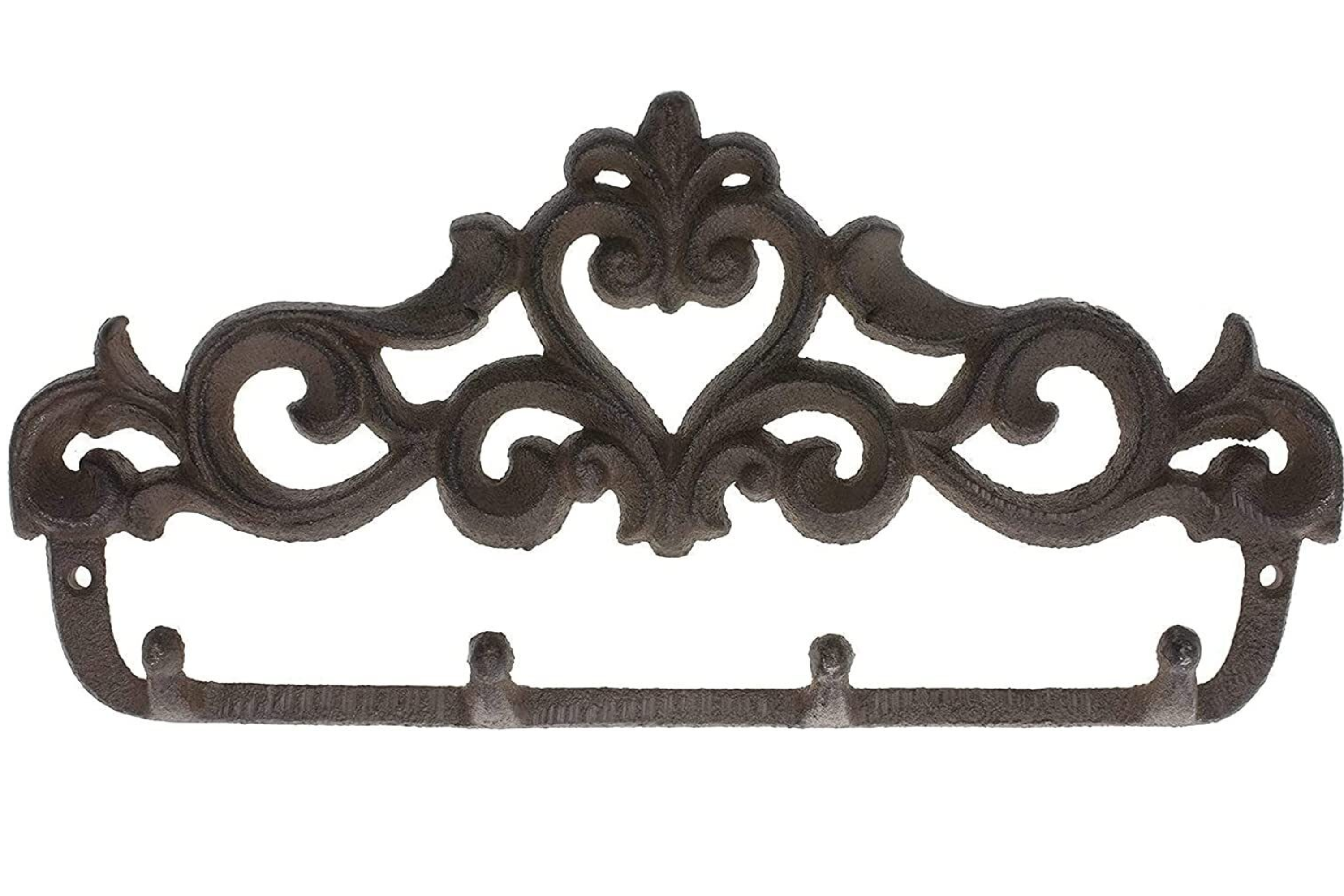Comfify Decorative Cast Iron Wall Hook Rack - Vintage Design Hanger with 4 Hooks - for Coats, Hats, Keys, Towels, Clothes, Aprons Etc |Wall Mounted 