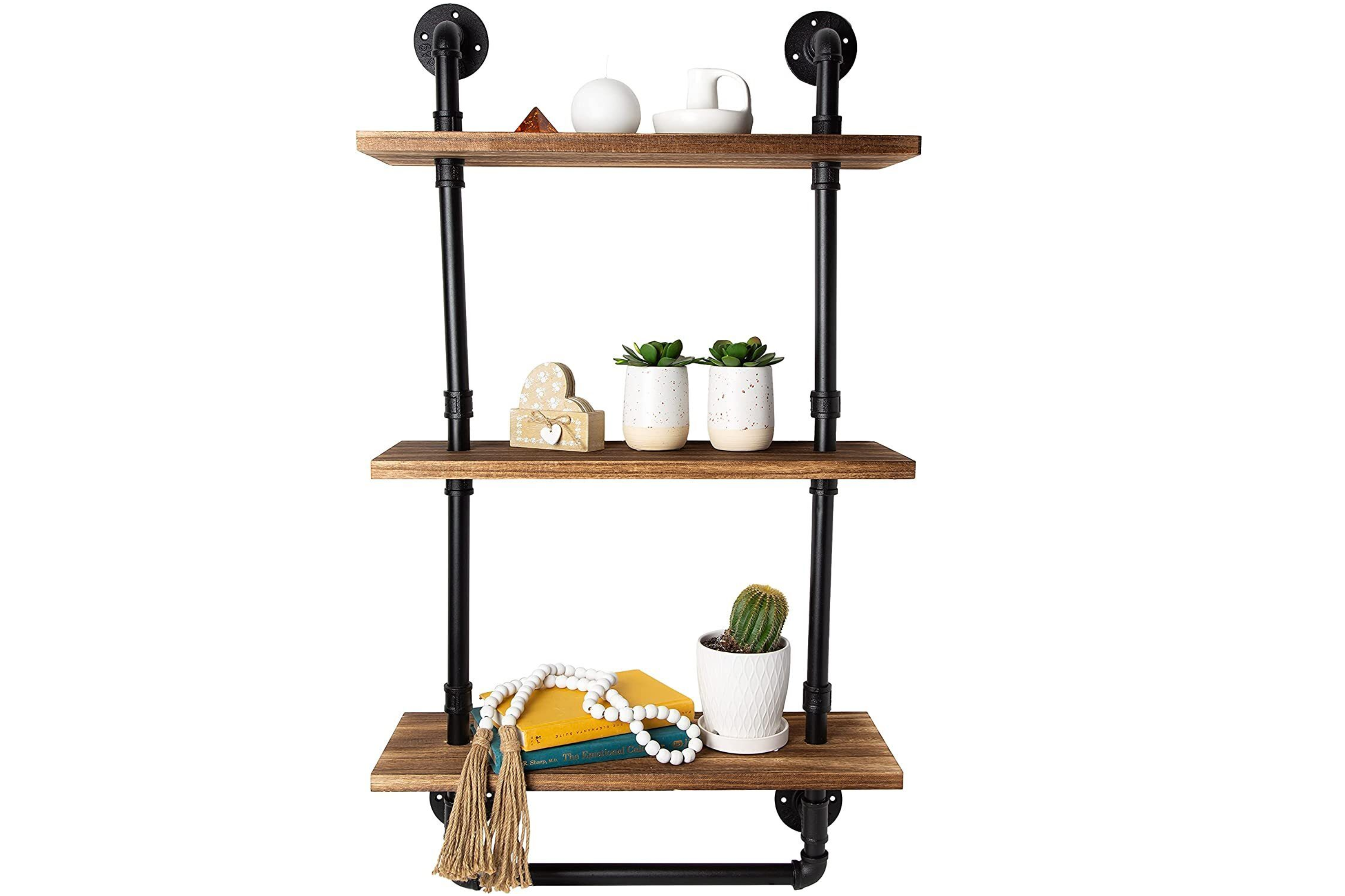 Bathroom Corner Shelf w/ Pipe Towel Bar– Comfify