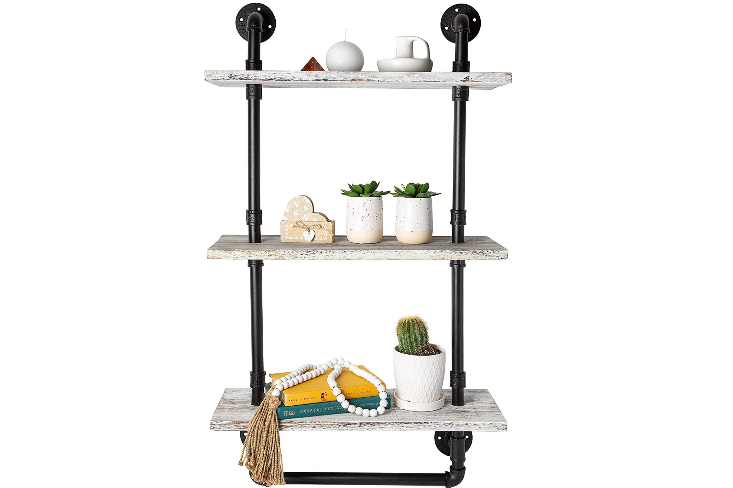 Bathroom Corner Shelf w/ Pipe Towel Bar– Comfify